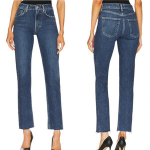 AGOLDE Kye Straight Leg Ankle Crop Denim Frayed Hem Jean in Mirage Size 24